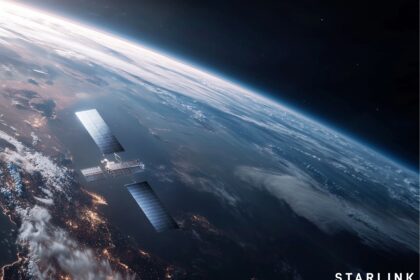 Official Starlink satellite illustration over Earth