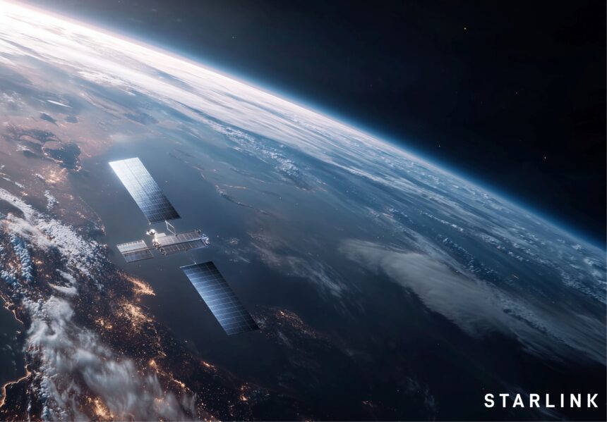 Official Starlink satellite illustration over Earth
